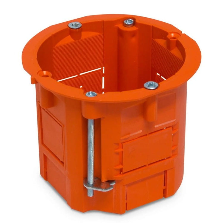 Puszka końcowa jednokrotna 60x60mm podtynkowa do płyt gipsowych pomarańczowa PLASTROL.jpg