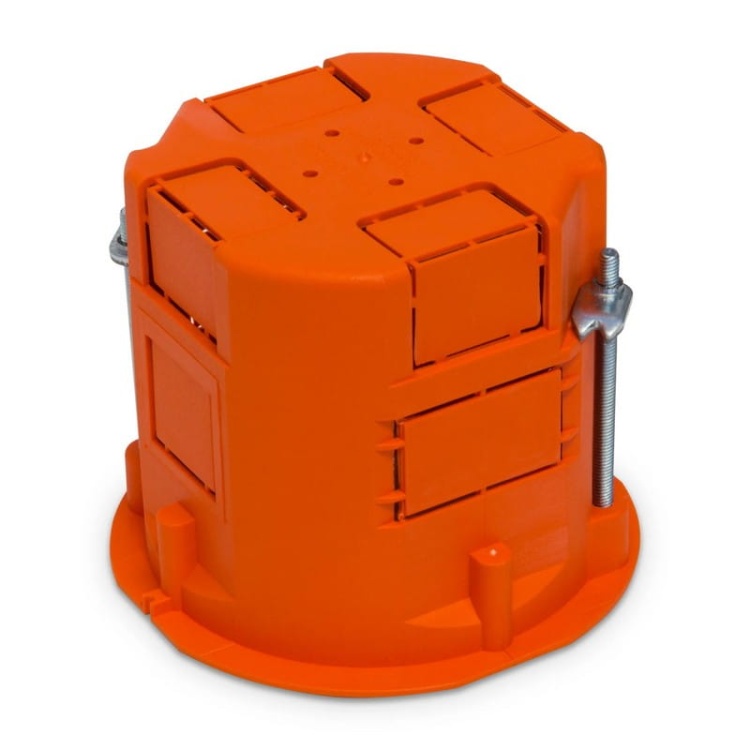 Puszka końcowa jednokrotna 60x60mm podtynkowa do płyt gipsowych pomarańczowa PLASTROL tył.jpg