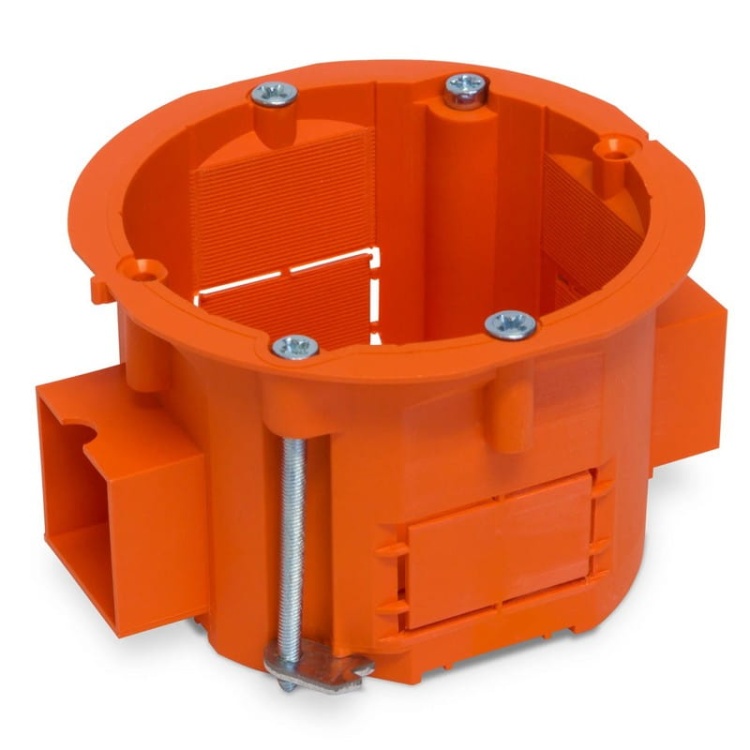 Puszka szeregowa jednokrotna 60x40mm podtynkowa do płyt gipsowych pomarańczowa PLASTROL.jpg