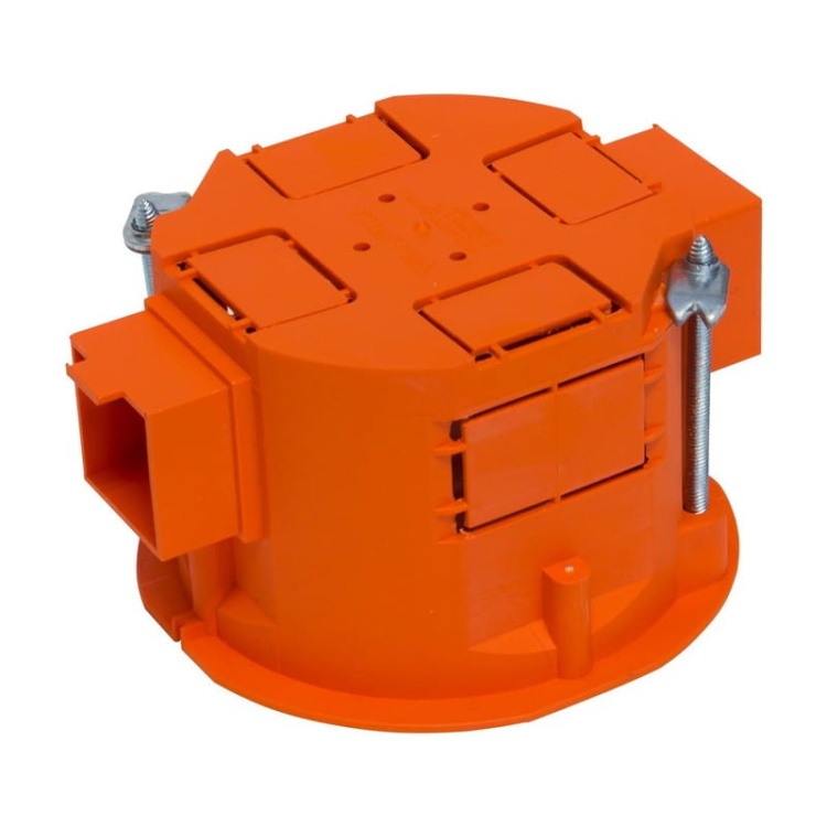 Puszka szeregowa jednokrotna 60x40mm podtynkowa do płyt gipsowych pomarańczowa PLASTROL tył.jpg