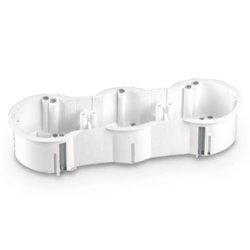 Puszka końcowa potrójna 63x45mm podtynkowa do płyt gipsowych 71mm biała PLASTROL.jpg