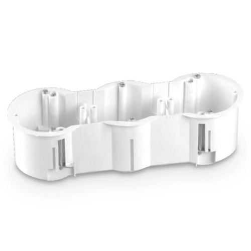 Puszka końcowa potrójna 63x60mm podtynkowa do płyt gipsowych 71mm biała PLASTROL.jpg