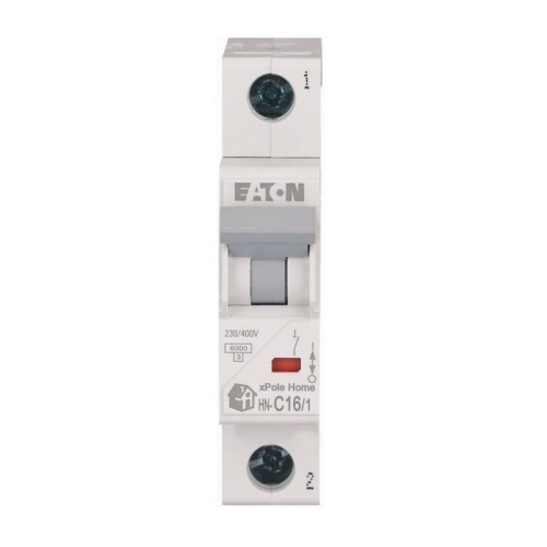 Wyłącznik z zabezpieczeniem nadmiarowo-prądowym 1P C16A EATON przód.jpg