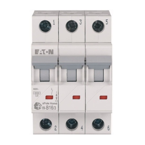 Wyłącznik z zabezpieczeniem nadmiarowo-prądowym 3P B16A EATON przód.jpg