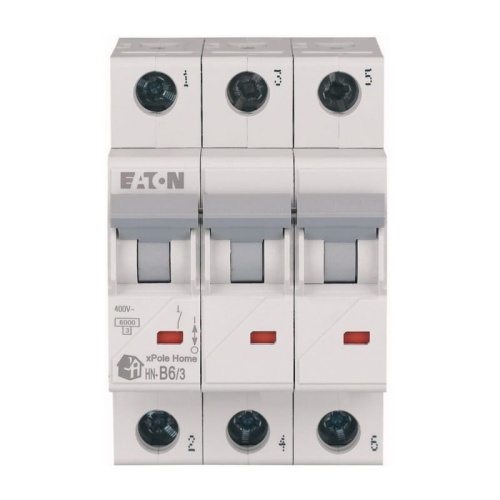 Wyłącznik z zabezpieczeniem nadmiarowo-prądowym 3P B6A EATON przód.jpg