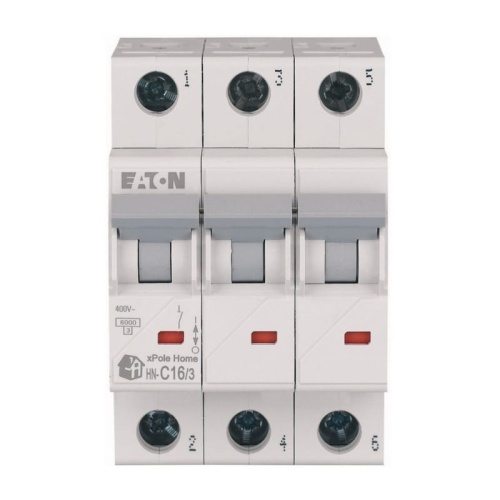 Wyłącznik z zabezpieczeniem nadmiarowo-prądowym 3P C16A EATON przód.jpg