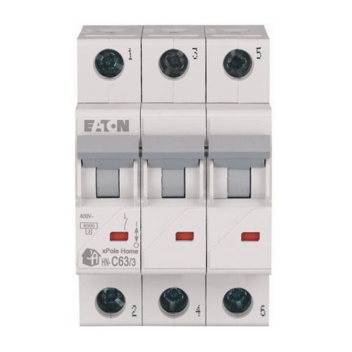 Wyłącznik z zabezpieczeniem nadmiarowo-prądowym 3P C63A EATON przód.jpg