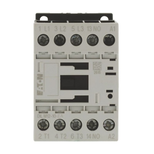 Stycznik mocy DILM12-10-EA 12A 230VAC EATON przód.jpg