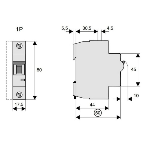 Lampka modułowa pojedyncza Z-EL-G230 zielona EATON wymiary.jpg