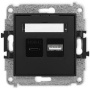 Mechanizm ładowarki USB A+C podwójnej 20W czarny mat Mini Karlik