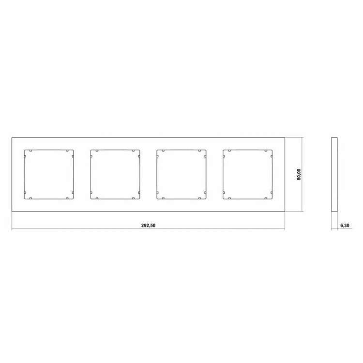 Ramka uniwersalna poczwórna Mini Karlik wymiary