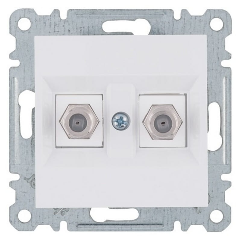 Mechanizm gniazda antenowego podwójnego typu F (SAT) WL3260 biały Lumina HAGER