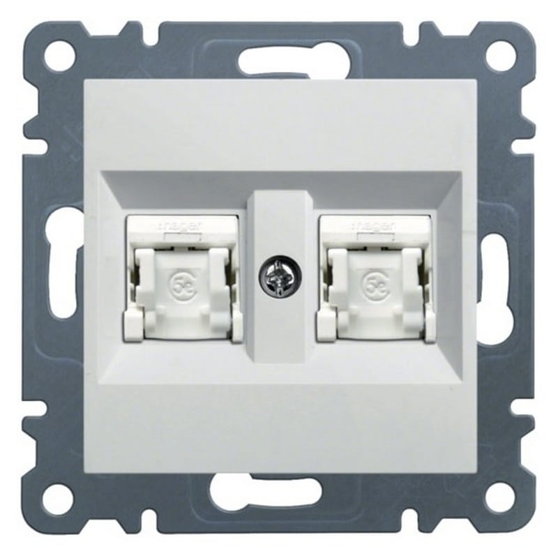 Mechanizm gniazda komputerowego podwójne 2XRJ45 KAT.5E biały WL2120 Lumina HAGER