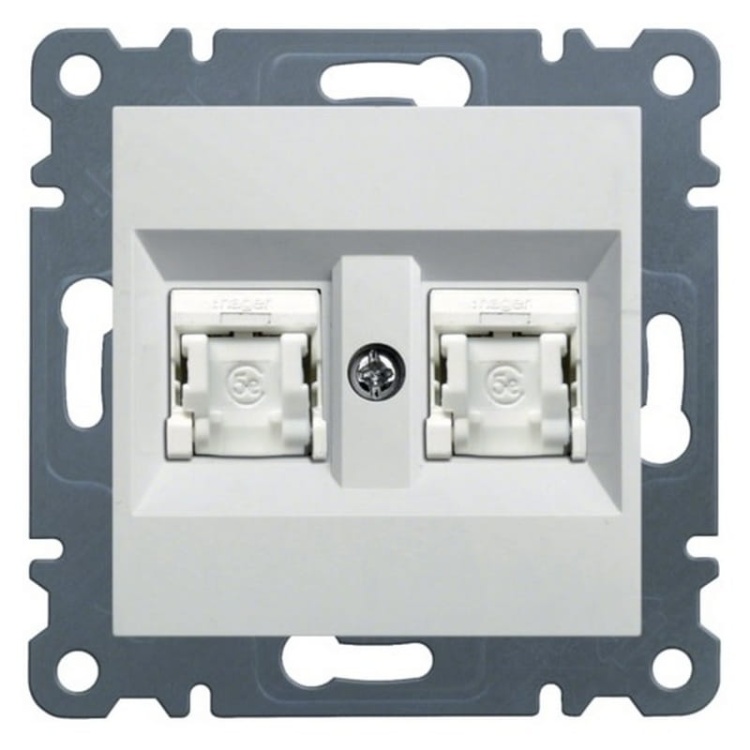 Mechanizm gniazda komputerowego podwójne 2XRJ45 KAT.5E biały WL2120 Lumina HAGER