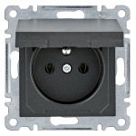 Mechanizm gniazda bryzgoszczelnego z uziemieniem 2P+Z IP44 czarny mat WL1123 Lumina HAGER