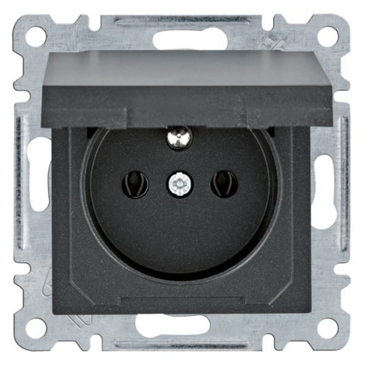 Mechanizm gniazda bryzgoszczelnego z uziemieniem 2P+Z IP44 czarny mat WL1123 Lumina HAGER