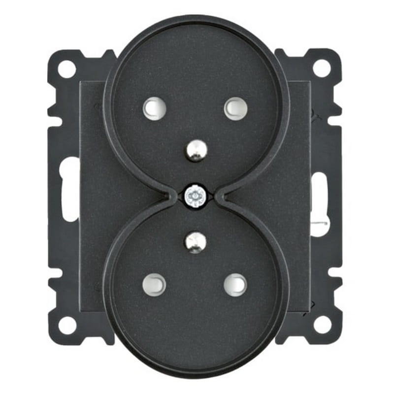 Mechanizm gniazda podwójnego z uziemieniem 2x(2P+Z) czarny mat WL1343 Lumina HAGER