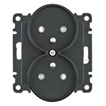 Mechanizm gniazda podwójnego z uziemieniem 2x(2P+Z) czarny mat WL1343 Lumina HAGER