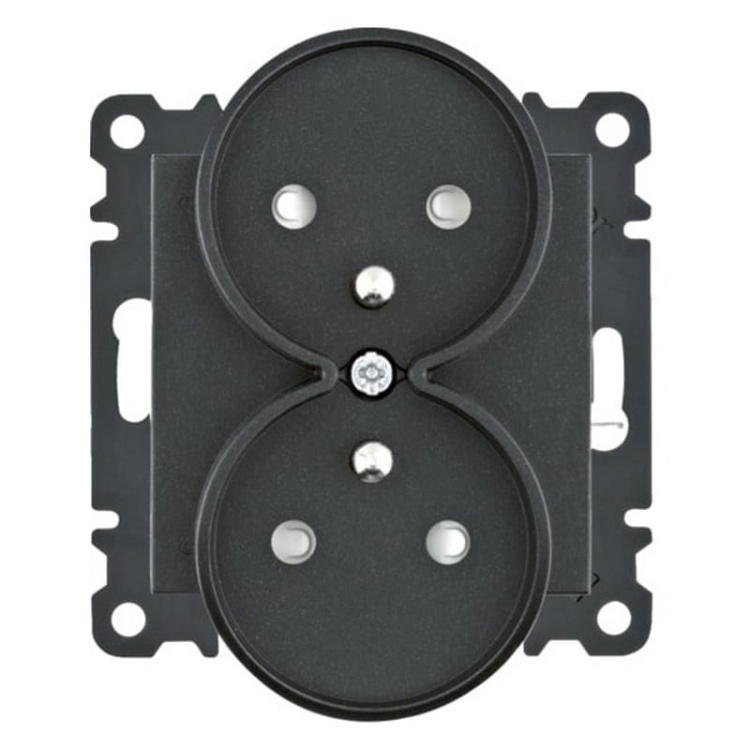 Mechanizm gniazda podwójnego z uziemieniem 2x(2P+Z) czarny mat WL1343 Lumina HAGER