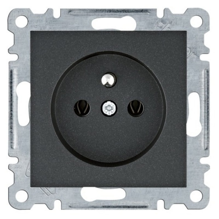 Mechanizm gniazda pojedynczego z uziemieniem 2P+Z czarny mat WL0123 Lumina HAGER