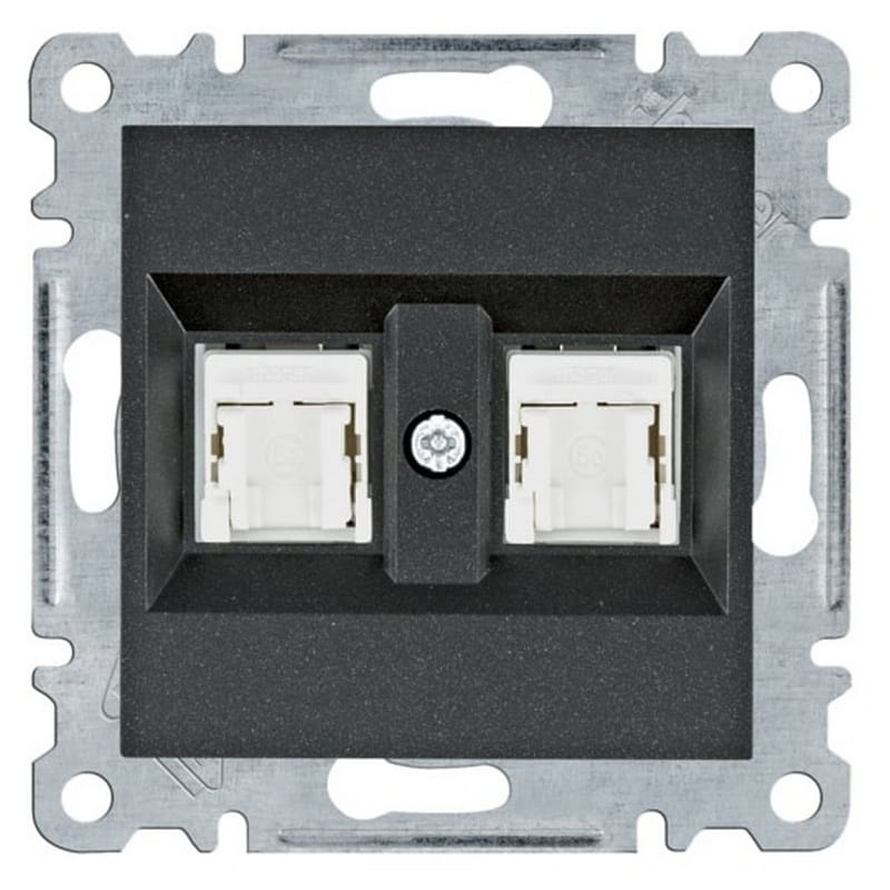 Mechanizm gniazda komputerowego podwójne 2XRJ45 KAT.5E czarny mat WL2123 Lumina HAGER