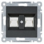 Mechanizm gniazda komputerowego podwójne 2XRJ45 KAT.5E czarny mat WL2123 Lumina HAGER