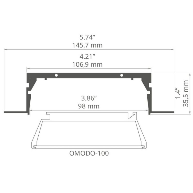 Profil RAM-KOZE-100 srebrny nieanodowany bez przesłony KLUŚ wymiary.jpg