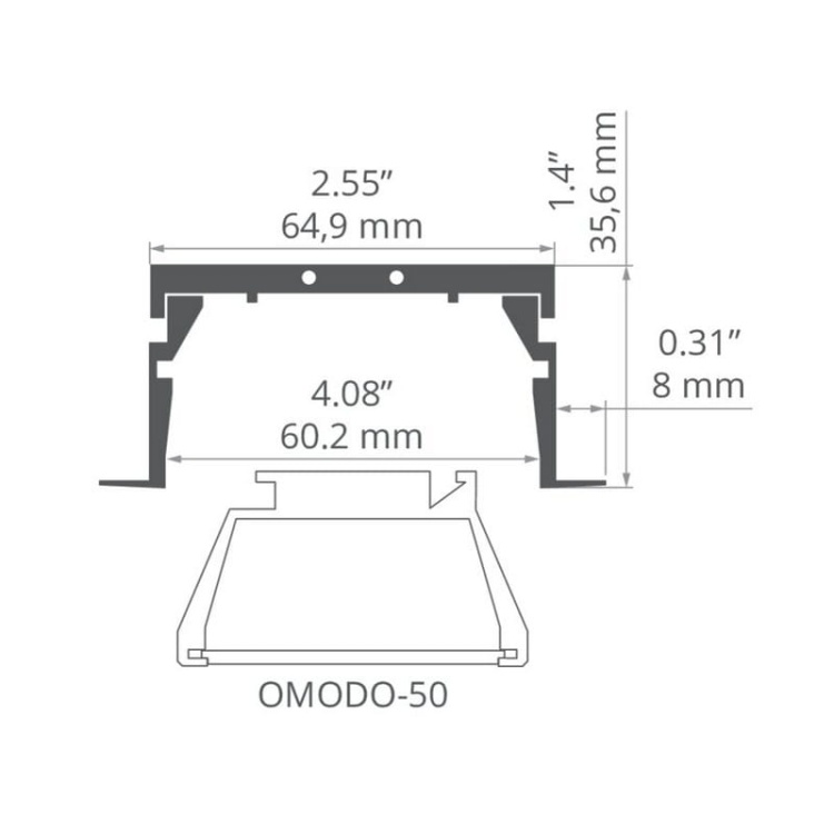 Profil RAM-KOL-50 srebrny anodowany, bez przesłony KLUŚ wymiary.jpg