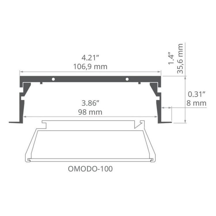 Profil RAM-KOL-100 srebrny anodowany, bez przesłony KLUŚ wymiary.jpg