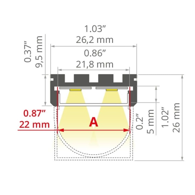 Profil LED GIZA czarny, bez przesłony KLUŚ wymiary.jpg
