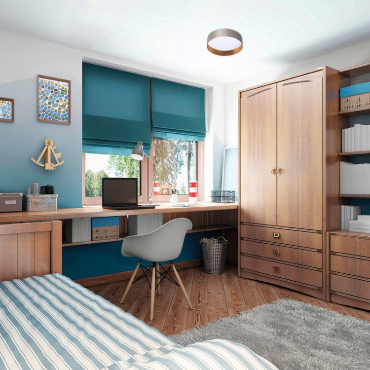 Plafoniera LED RIFA 17,5W 4000K 1500lm IP20 szaro-złota Kanlux aranżacja pokoju.jpg