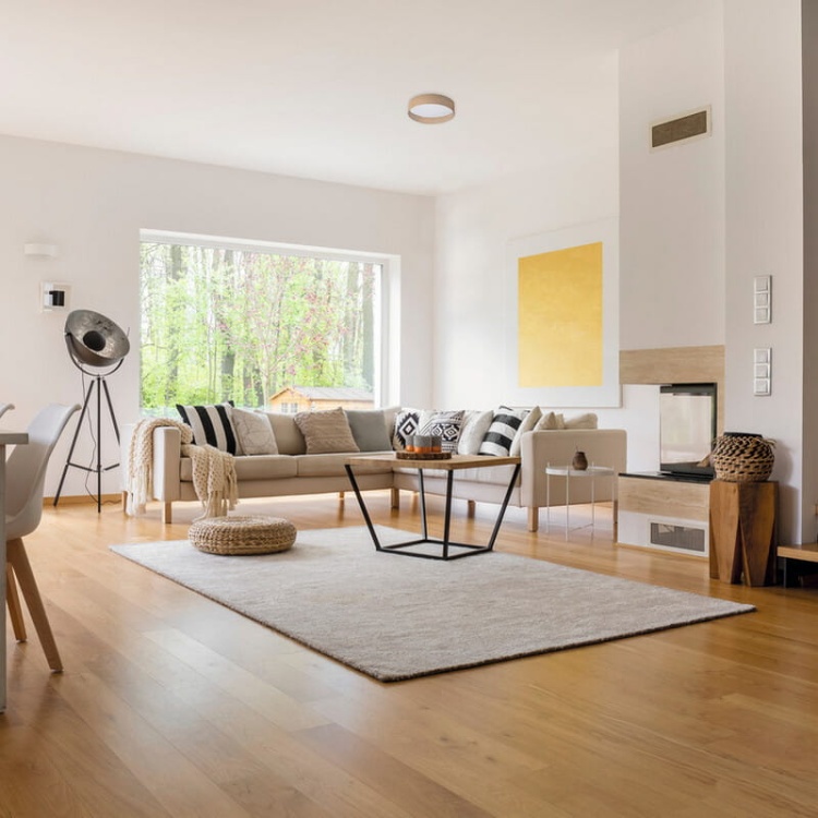 Plafoniera LED RIFA 17,5W 3000K 1450lm IP20 ∅400mm 120° brązowa Kanlux 36509 aranżacja salonu.jpg