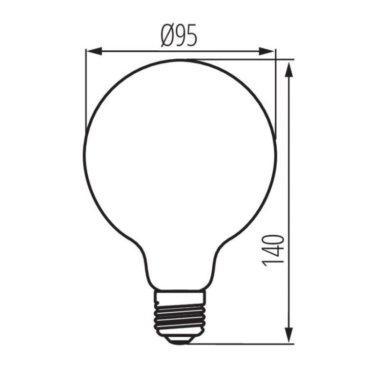 Źródło światła LED XLED E27 G95 4W 250lm 1800K KANLUX 33518 wymiary.jpg