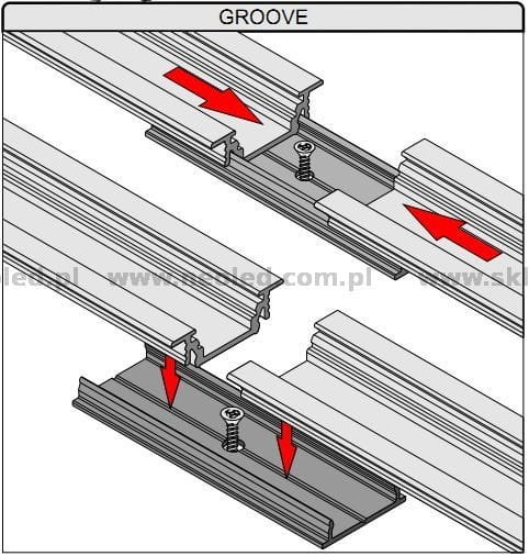 Łącznik X do profilu led aluminiowy Topmet GROOVE