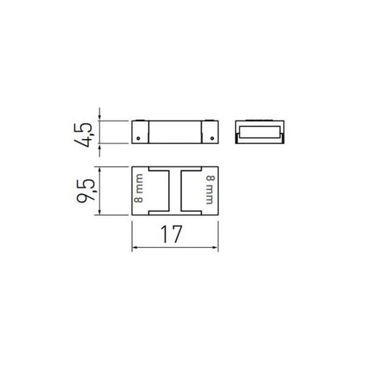Złączka przezroczysta do dwóch taśm LED COB 8mm LD-ZTL8-COB GTV wymiary.jpg