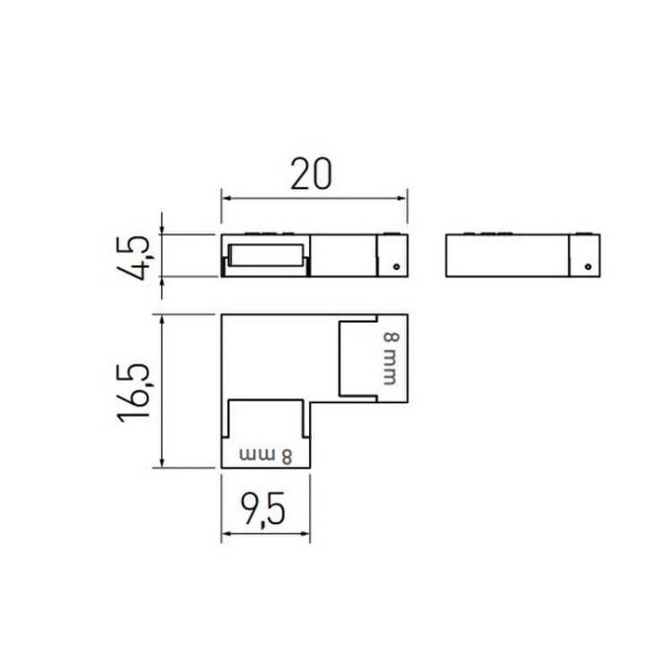 Złączka kątowa do dwóch taśm LED COB 8mm LD-ZTKT8-COB GTV wymiary.jpg