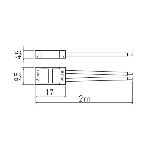 Złączka do taśm LED COB 8mm z przewodem 2m LD-ZTL82M-COB GTV wymiary.jpg