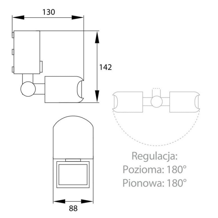 Czujnik ruchu PIR SES10 natynkowy detekcja 180° do 12m czarny BEMKO wymiary.jpg