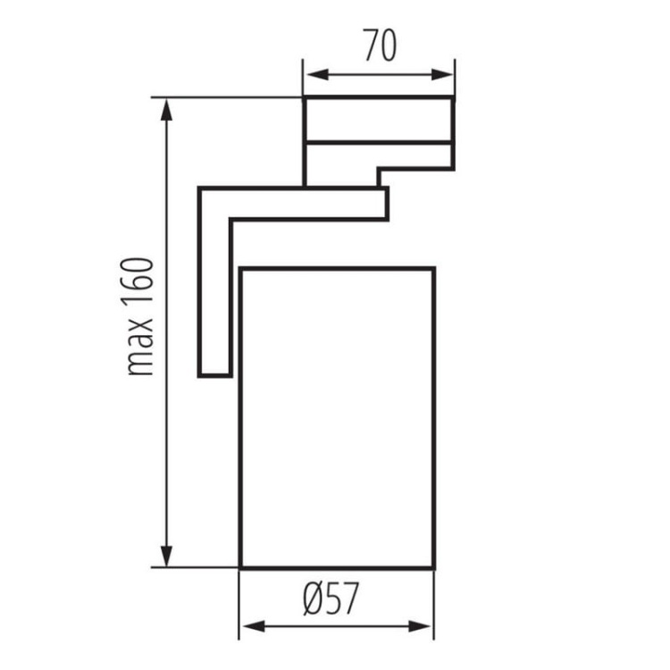 Projektor LED na szynoprzewód ACORD ATL4 biały GU10 Kanlux 33147 wymiary.jpg