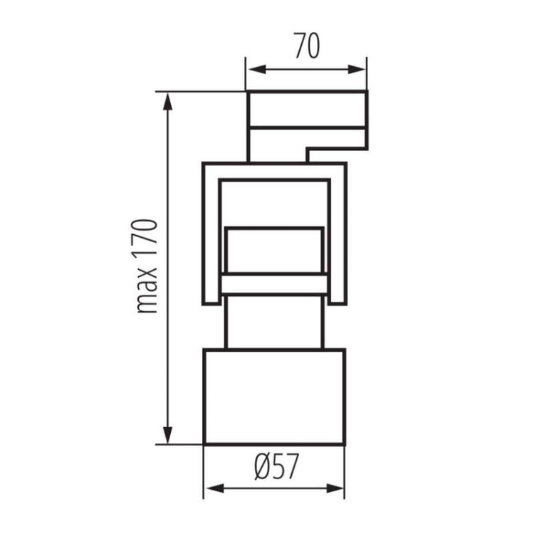 Projektor LED na szynoprzewód ACORD ATL5 biały GU10 Kanlux 33149 wymiary.jpg