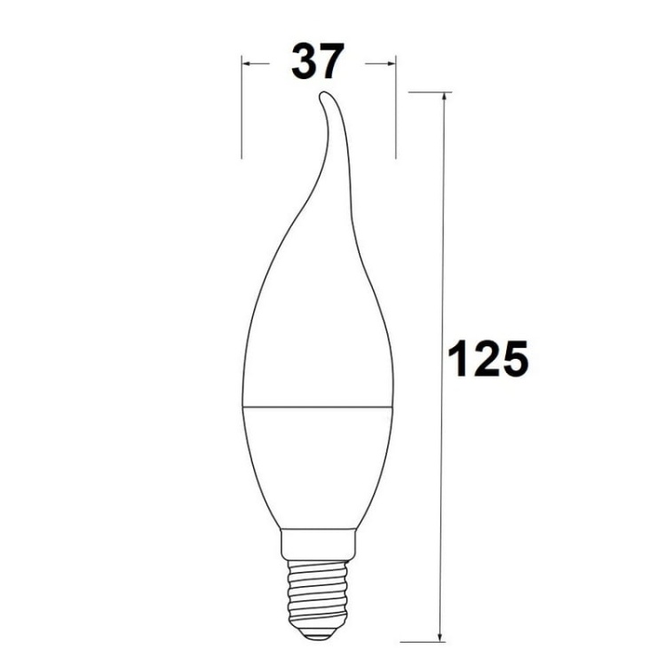 Żarówka LED płomyk C30L E14 6W 470lm b. neutralna 4000K GTV wymiary.jpg