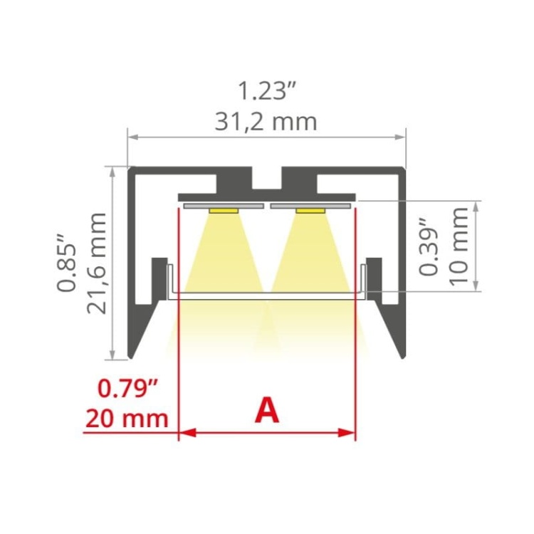 Profil LED GIZA-LL-ZMG wymiaryKLUŚ DESIGNE