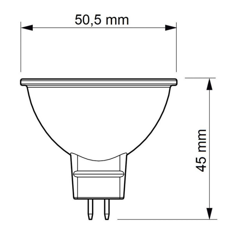 Żarówka LED MR16 GU5.3 827 36º CorePro LEDspot 7W b. ciepła 621lm PHILIPS wymiary.jpg