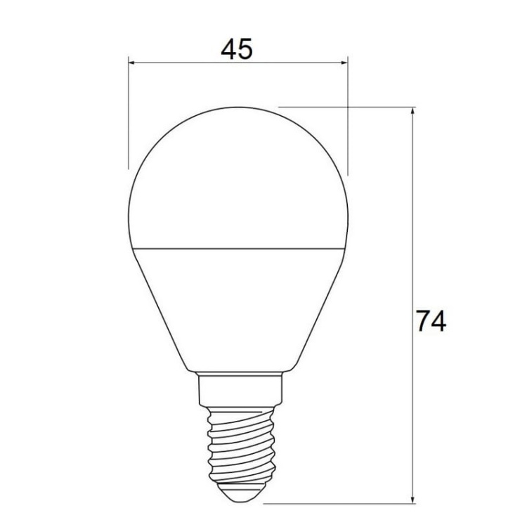 Żarówka LED E14 B45B 3=25W 255lm 3000K b. ciepła 230V 160° GTV wymiary.jpg