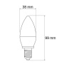 Żarówka LED E14 płomyk C30 6=43W 520lm 3000K b. ciepła 160° GTV wymiary.jpg