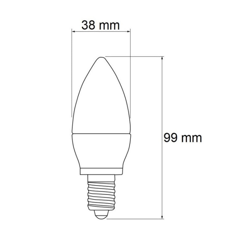 Żarówka LED E14 płomyk C30 6=43W 520lm 4000K b. neutralna 160° GTV wymiary.jpg