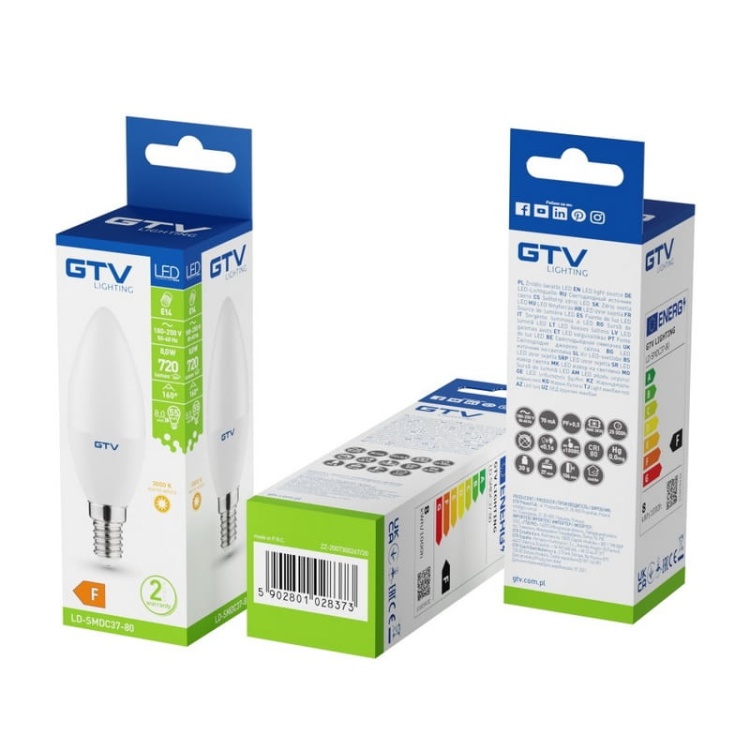 Żarówka LED E14 C37 8=55W 720lm 3000K b. ciepła 230V 160° GTV opakowanie.jpg