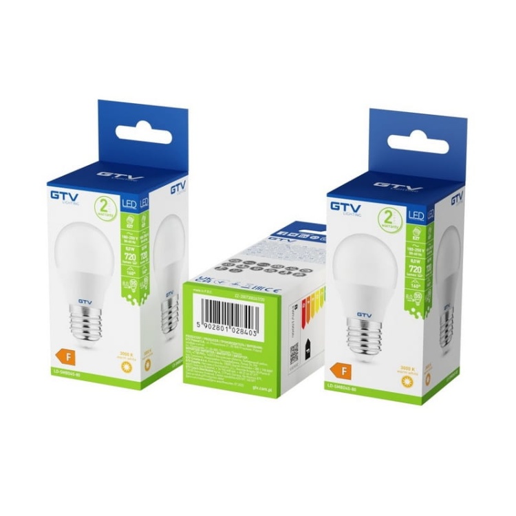 Żarówka LED E27 B45 8=55W 720lm 3000K b. ciepła 230V 160° GTV opakowania.jpg