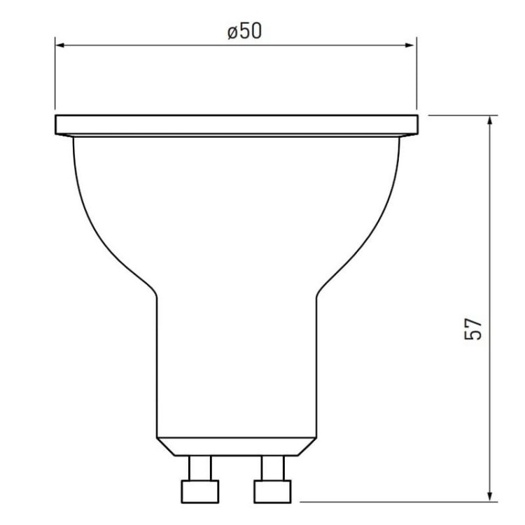 Żarówka LED GU10 3.5=32W 350lm 3000K b. ciepła 230V 120° GTV wymiary.jpg