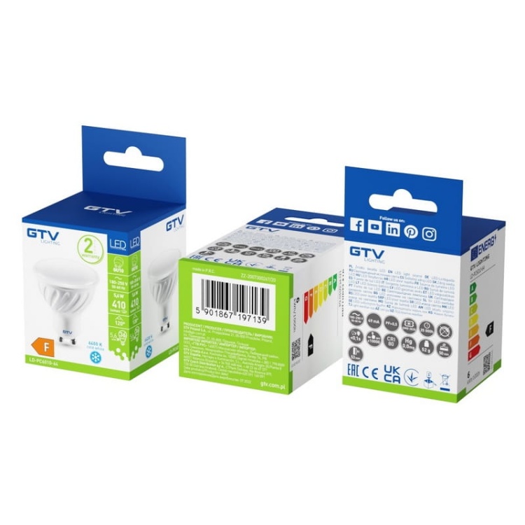 Żarówka LED GU10 5.6=36W 410lm 6400K b. zimna 230V 120° GTV opakowanie.jpg